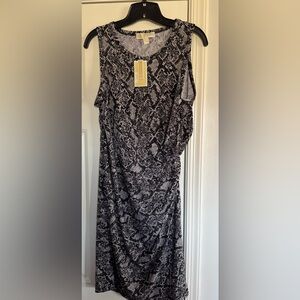 MICHAEL Michael Kors Black and Gray snakeskin print Midi Dress size XL NEW